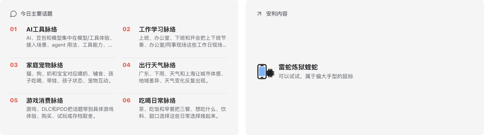 今日主要话题脉络与当日安利
